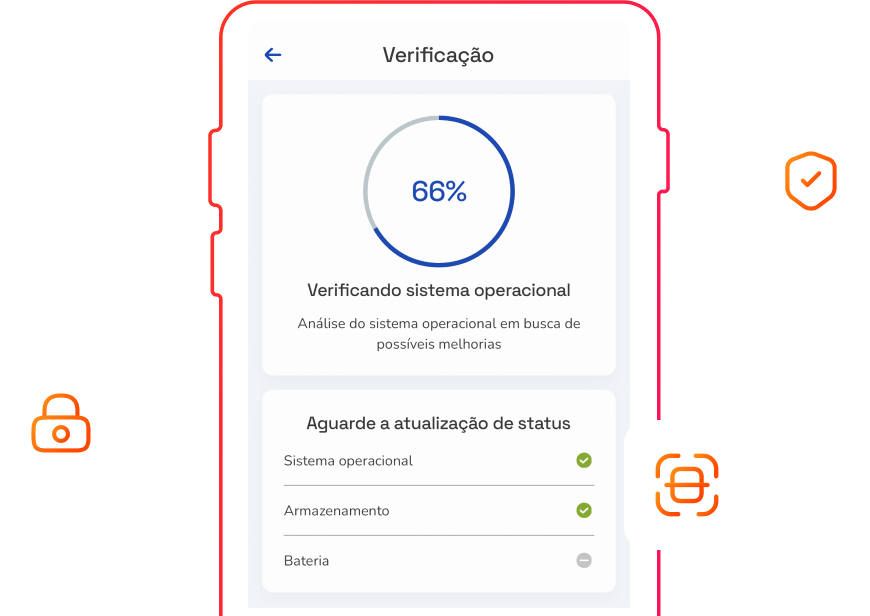 Imagem de um celular exibindo o aplicativo EXA em ação, demonstrando sua operação e recursos.