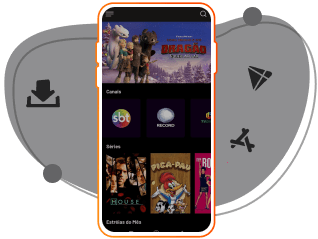 ilustração de um celular com a imagem do aplicativo brisaplay