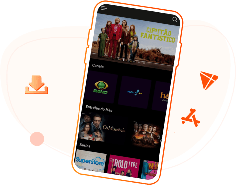 ilustração de um celular com a imagem do aplicativo brisaplay