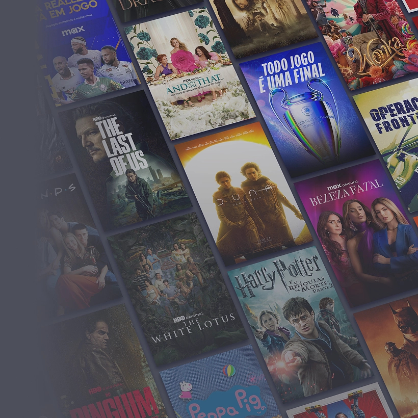 Banner com imagem de fundo azul. À esquerda, os logotipos da Brisanet e Max. À direita, uma grade com capas de filmes e séries, incluindo 'The Last of Us', 'House of the Dragon', 'Super Pets', 'Game of Thrones', 'Friends' e outros.